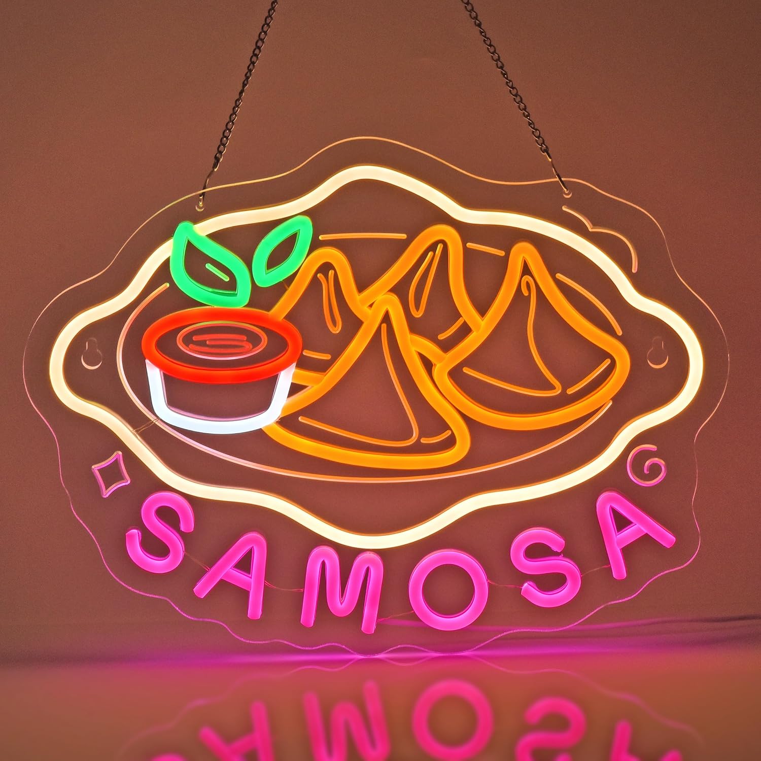 Food Snacks Indian - Samosa Food Neon-Schild LED-Wanddekoration USB-betriebenes indisches