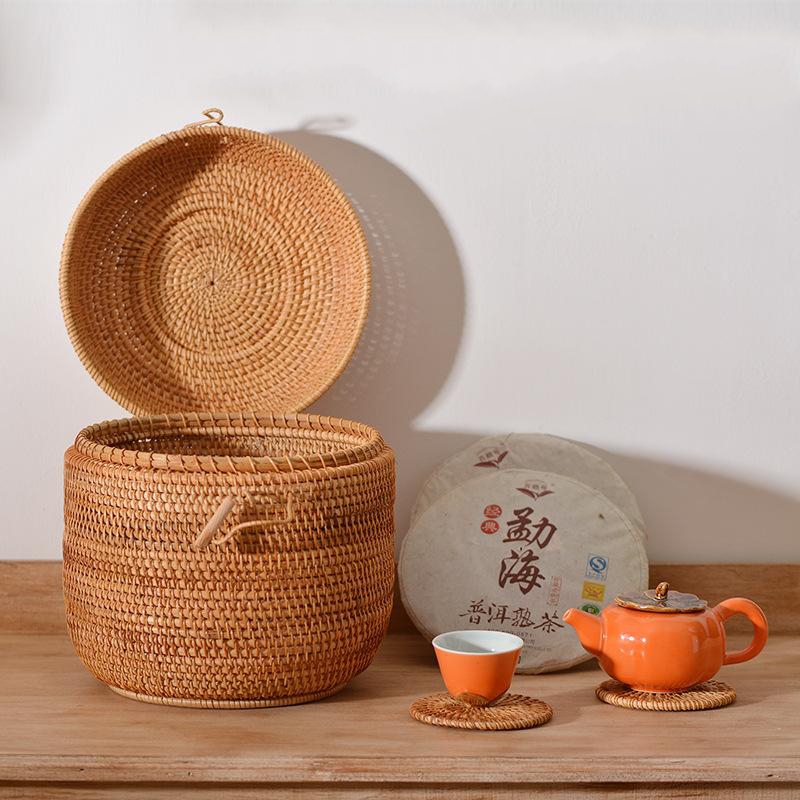 Handgewebte Rattan-Tee-Aufbewa – Food Snacks Box Bewertung und Preis